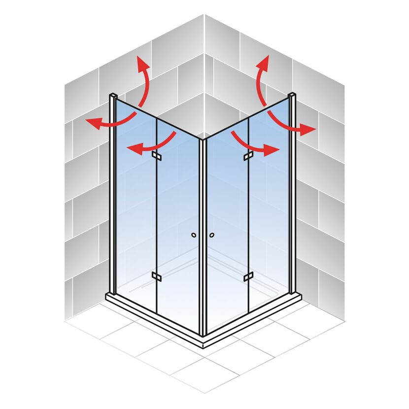Eckdusche mit zwei Drehtüren