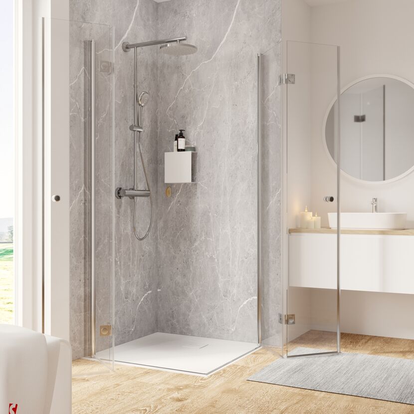 Duschkabine mit Regendusche und Handbrause