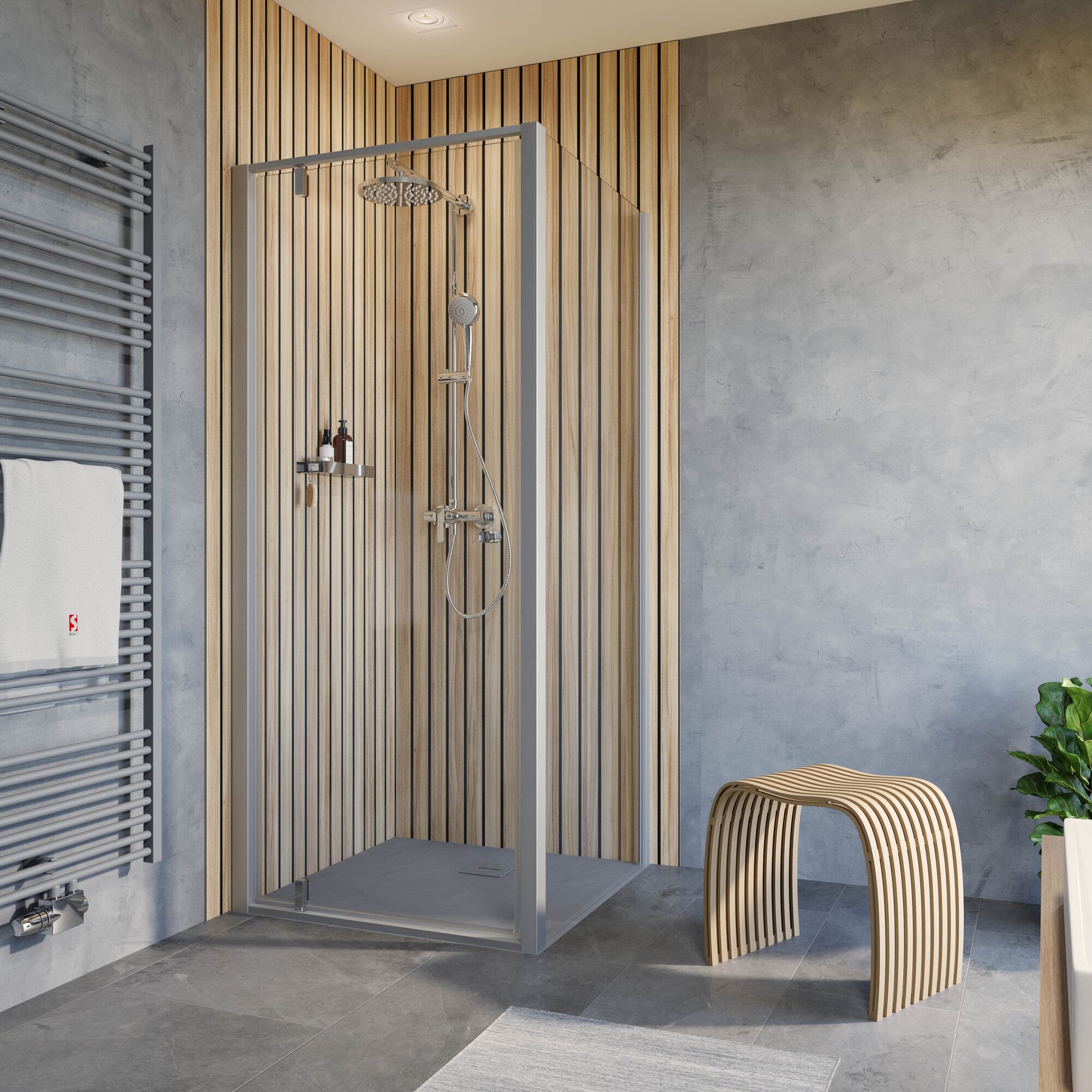 Duschkabine mit Regendusche und Handbrause
