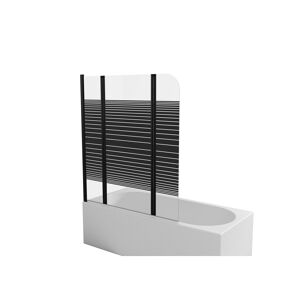 Badewannenfaltwand Glas schwarz 3-teilig 125 x 140 cm