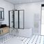 Modernes Badezimmer mit Badewanne und schwarzer Duschabtrennung