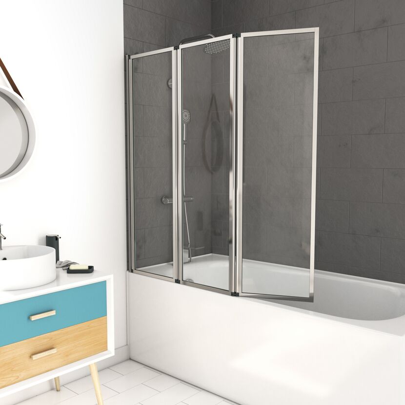 Badewanne mit Duschabtrennung BWF 3-flg, 125x143 Triple Chrome