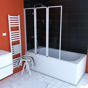 Badewannenfaltwand weiß 3-teilig 125 x 143 cm