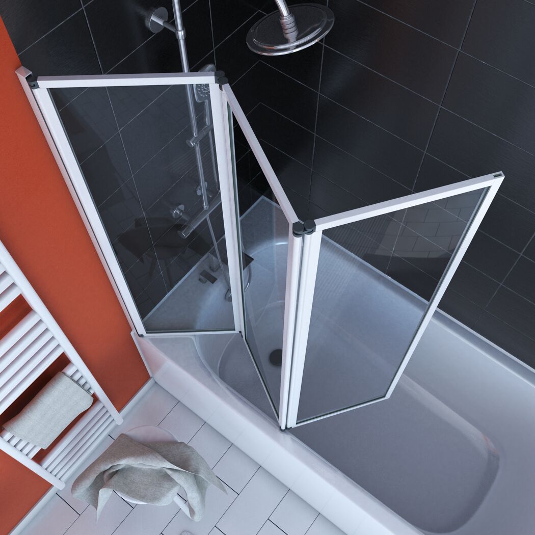 Badewannenfaltwand weiß 3-teilig 125 x 143 cm
