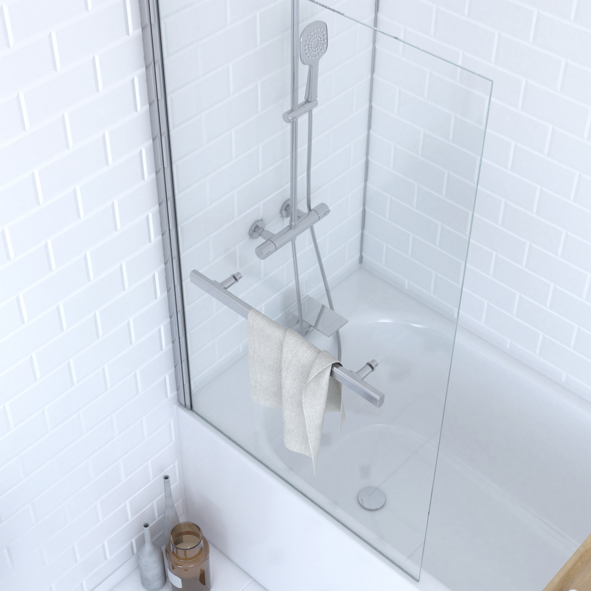 Badewannenfaltwand silbern 1-teilig 85 x 150 cm + product picture