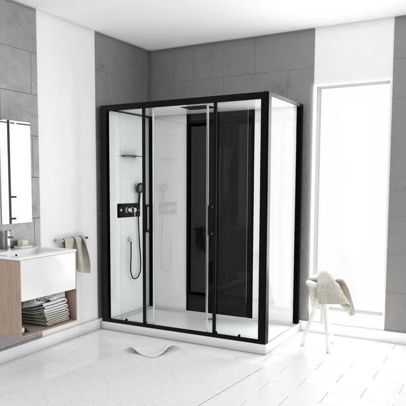 Duschkabine 'Galedo Loft' mattschwarz 170 x 90 x 207,05 cm