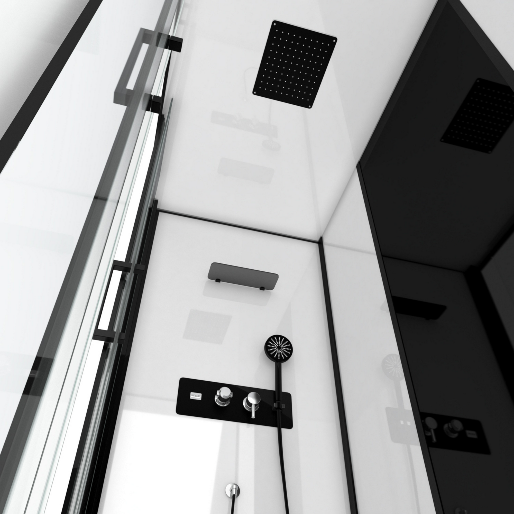 Duschkabine 'Galedo Loft' mattschwarz 170 x 90 x 207,05 cm