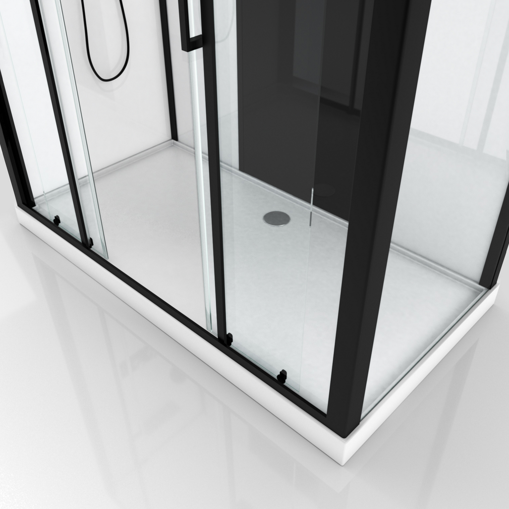 Duschkabine 'Galedo Loft' mattschwarz 170 x 90 x 207,05 cm