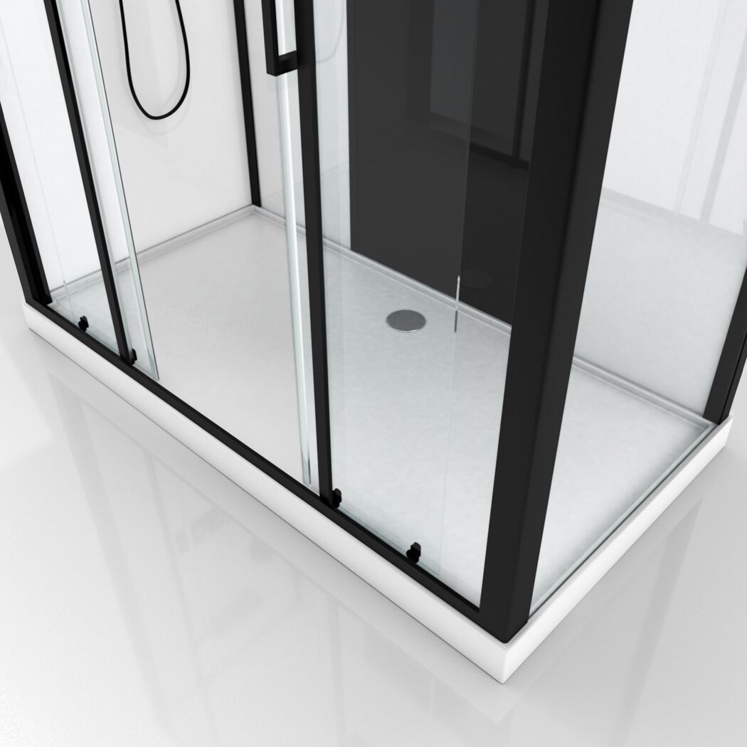 Duschkabine 'Galedo Loft' mattschwarz 170 x 90 x 207,05 cm