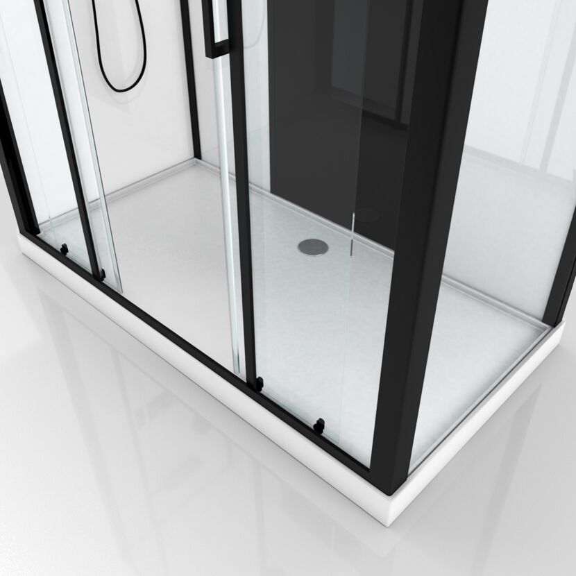 Duschkabine 'Galedo Loft' mattschwarz 170 x 90 x 207,05 cm