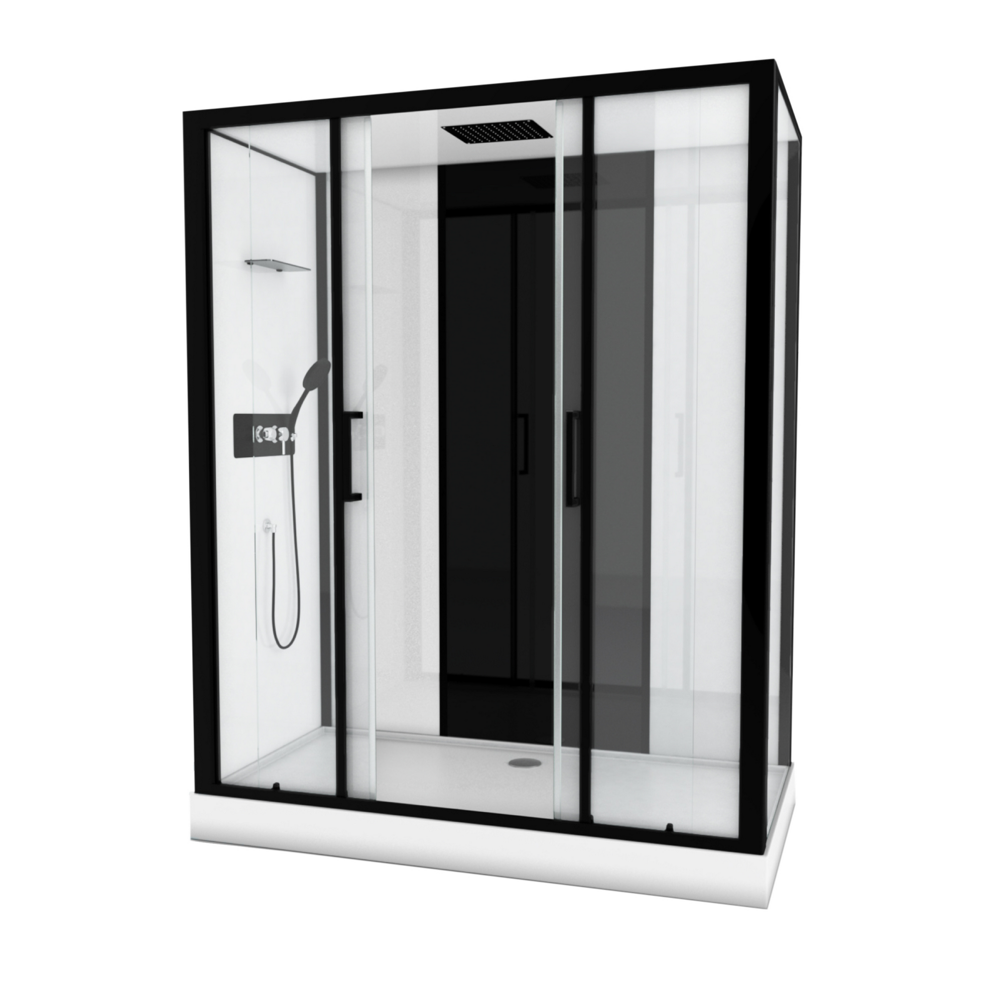 Duschkabine 'Galedo Loft' mattschwarz 170 x 90 x 207,05 cm