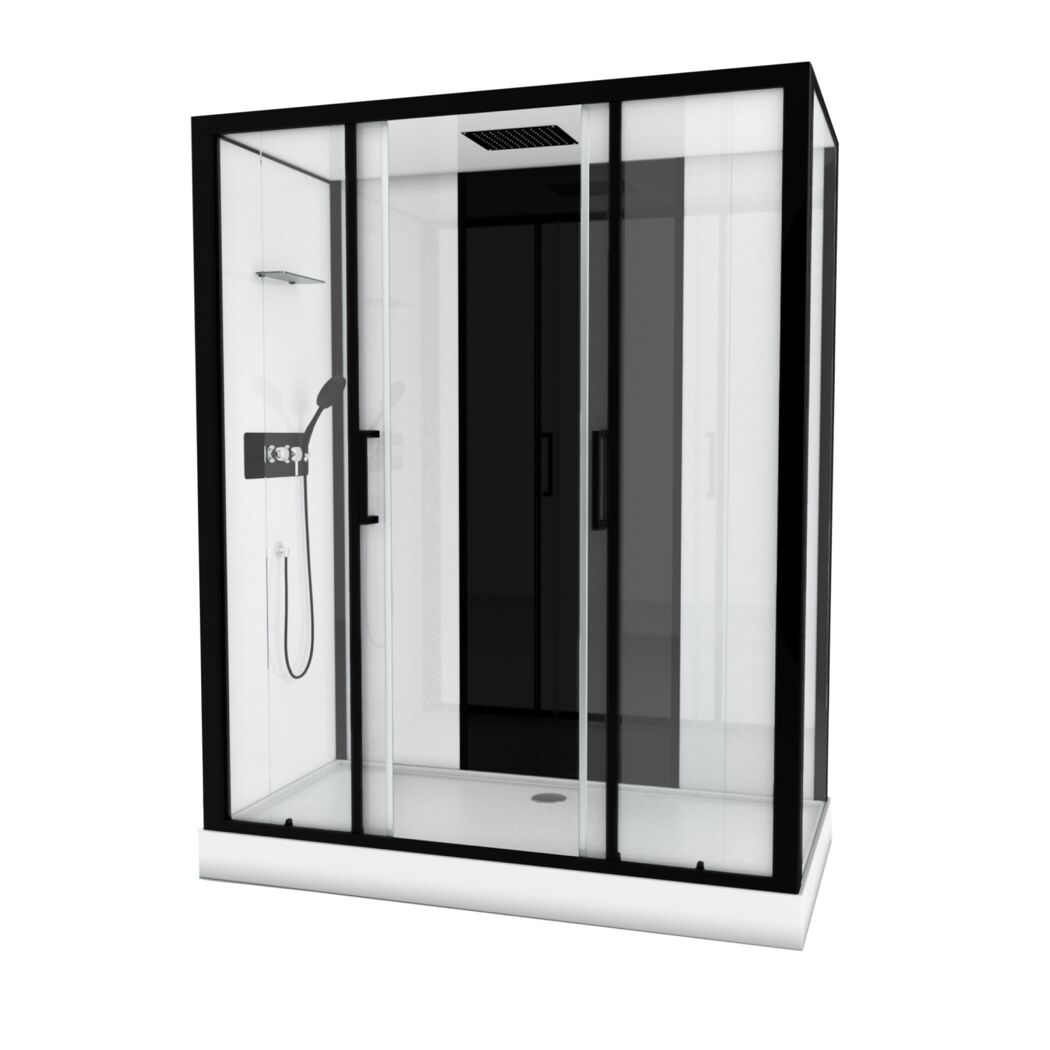 Duschkabine 'Galedo Loft' mattschwarz 170 x 90 x 207,05 cm