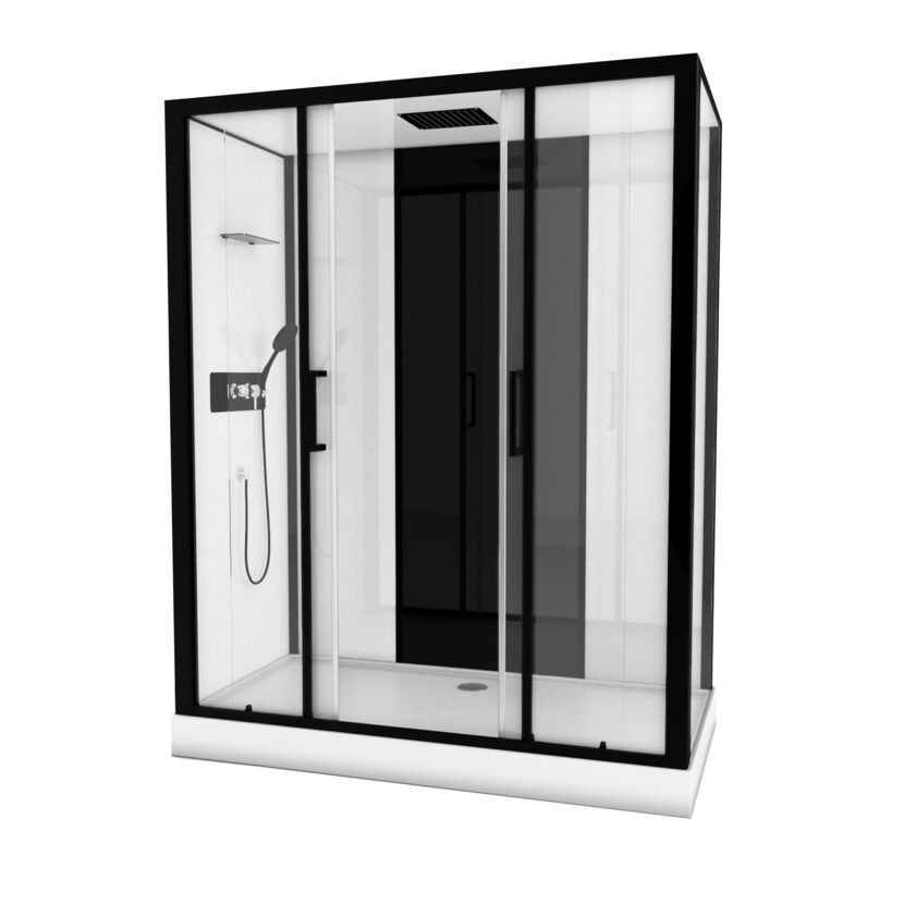 Duschkabine 'Galedo Loft' mattschwarz 170 x 90 x 207,05 cm