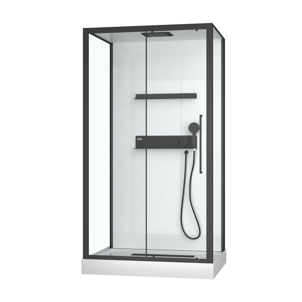 Komplettdusche 'Phantom 3' mit Schiebetür schwarz 115 x 90 x 215 cm