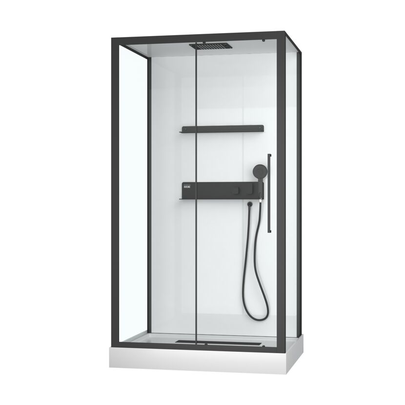Komplettdusche 'Phantom 3' mit Schiebetür schwarz 115 x 90 x 215 cm