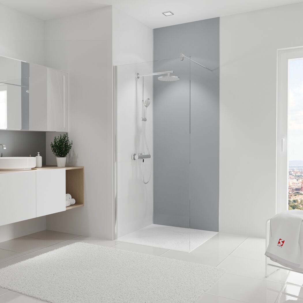 Duschrückwand 'DecoDesign' hellgrau 90 x 255