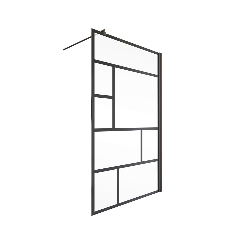 Schwarze Duschkabine mit geometrischem Muster