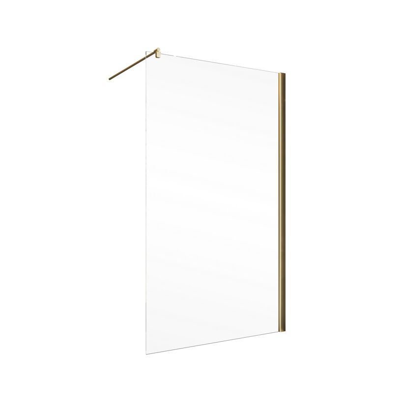 Duschwand aus Glas mit goldenen Befestigungen