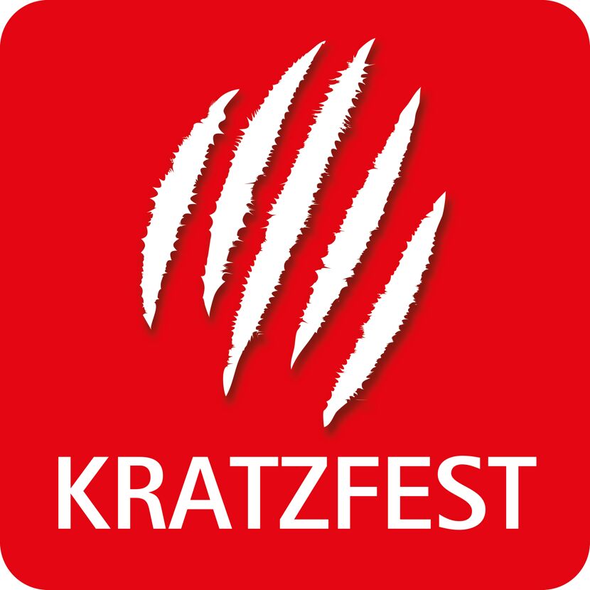 Kratzfest, weiße Kratzer auf rotem Grund