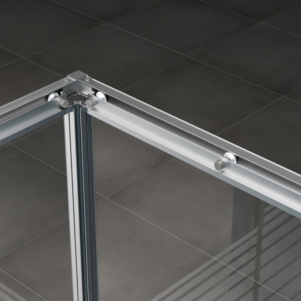 Eckeinstieg Meike 90 x 180 cm silber