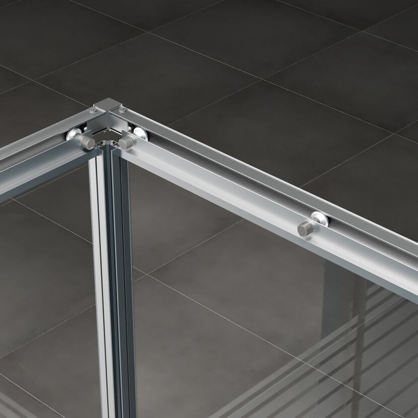 Eckeinstieg Meike 90 x 180 cm silber