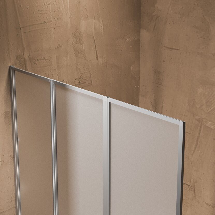 Badewannenfaltwand 'Jana' silbern 3-teilig 120 x 140 cm