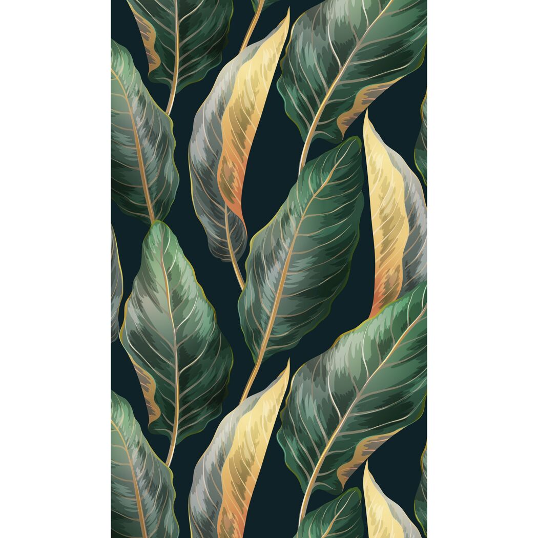 Duschrückwand 'DecoDesign' Softtouch Tropenblätter-Gold 150 x 255 cm