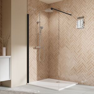 Walk-in-Duschwand 'Elana 2.0' schwarz 100 x 200 cm