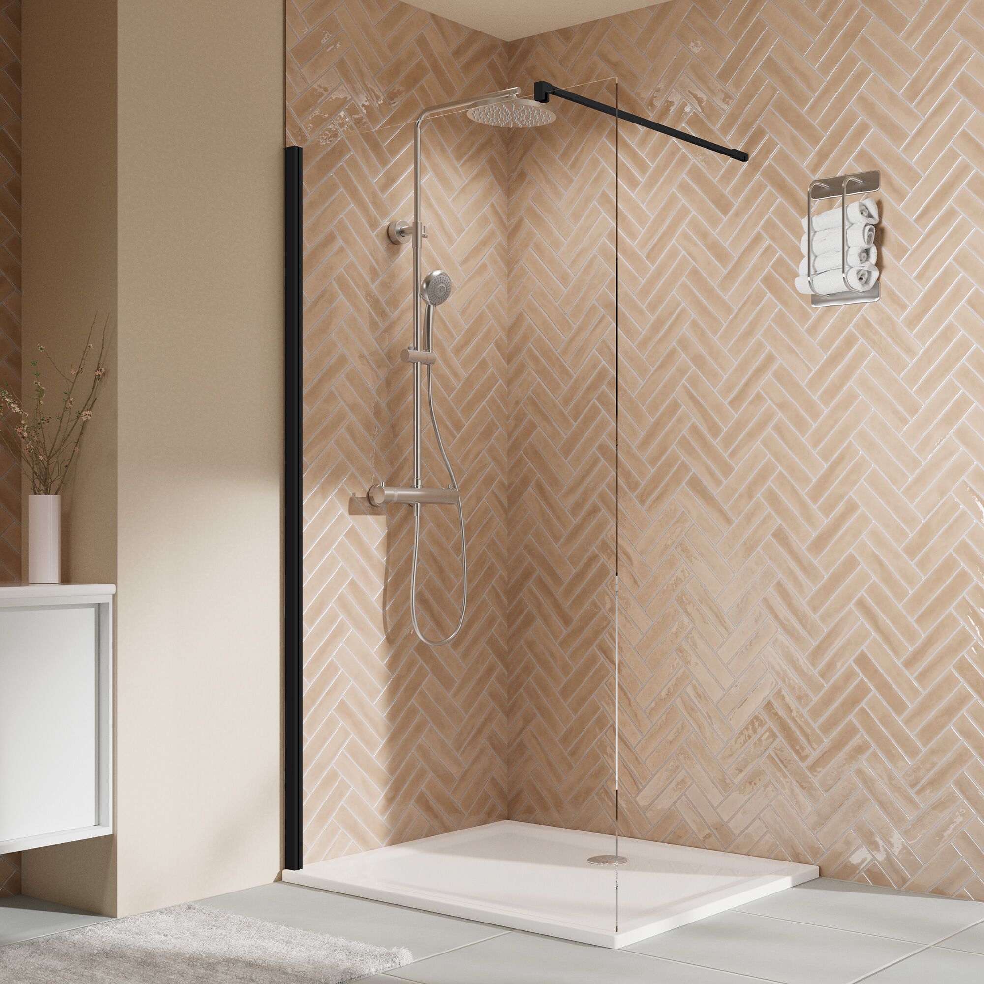 Begehbare Dusche mit Regendusche