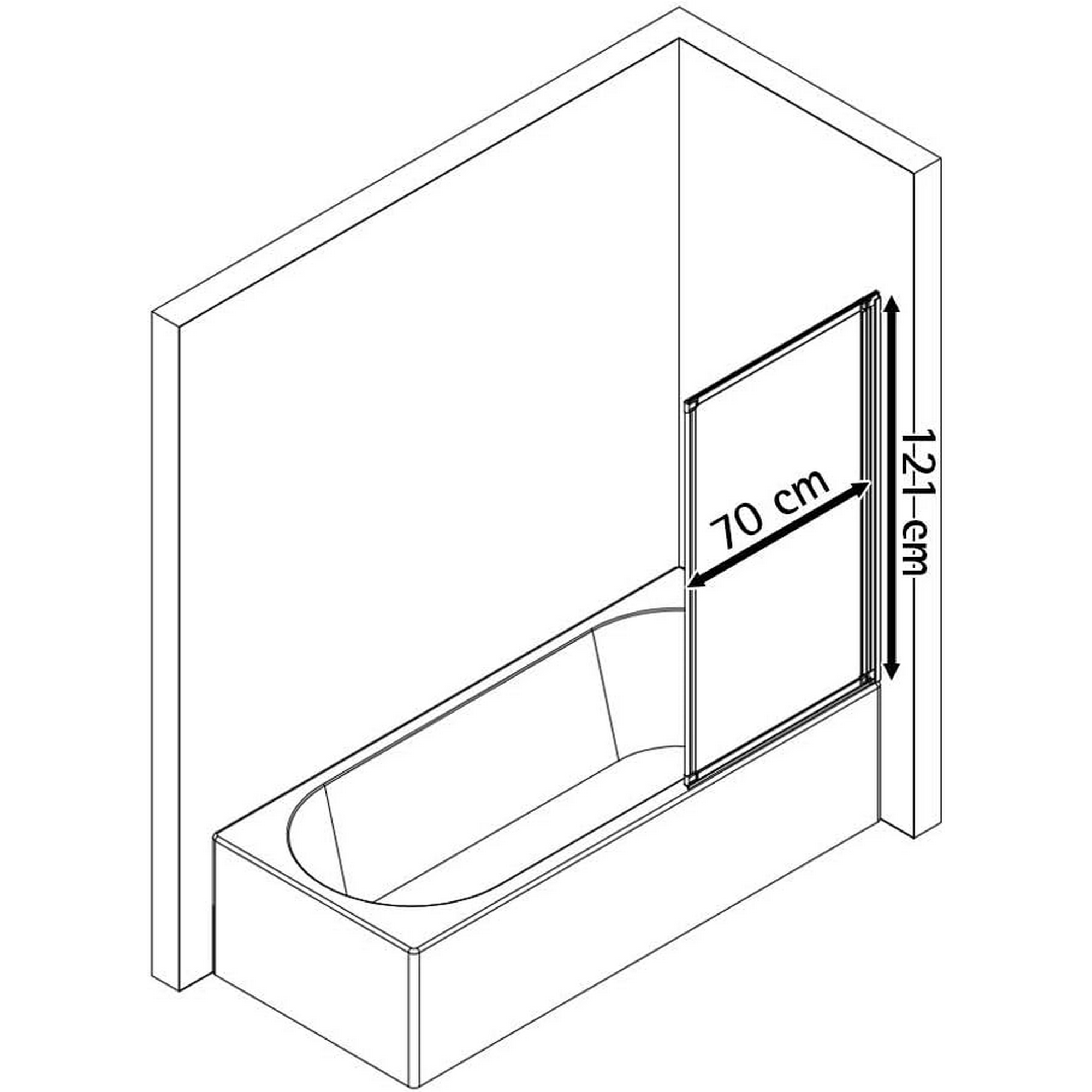 Badewannenaufsatz 'Komfort' Echtglas alu-natur 70 x 121 cm 1-teilig + product picture