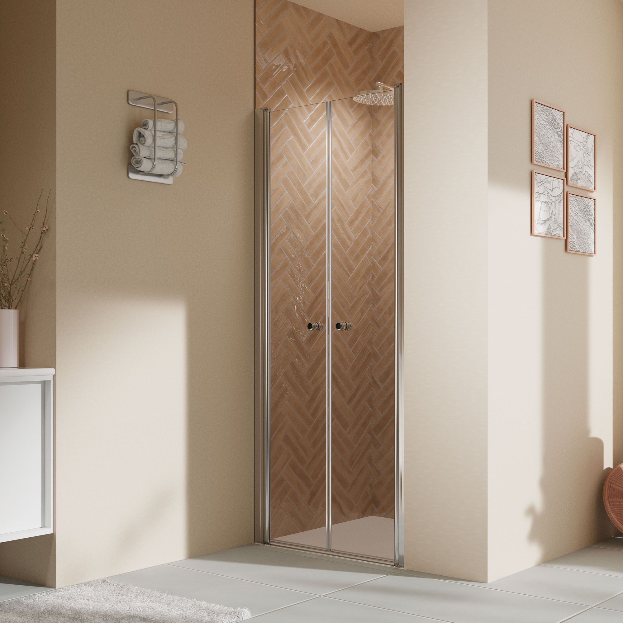 Dusche mit Falttüren aus Glas