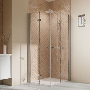 Eckdusche mit Drehfalttür 'Elana 2.0' chromfarben 80 x 200 x 80 cm