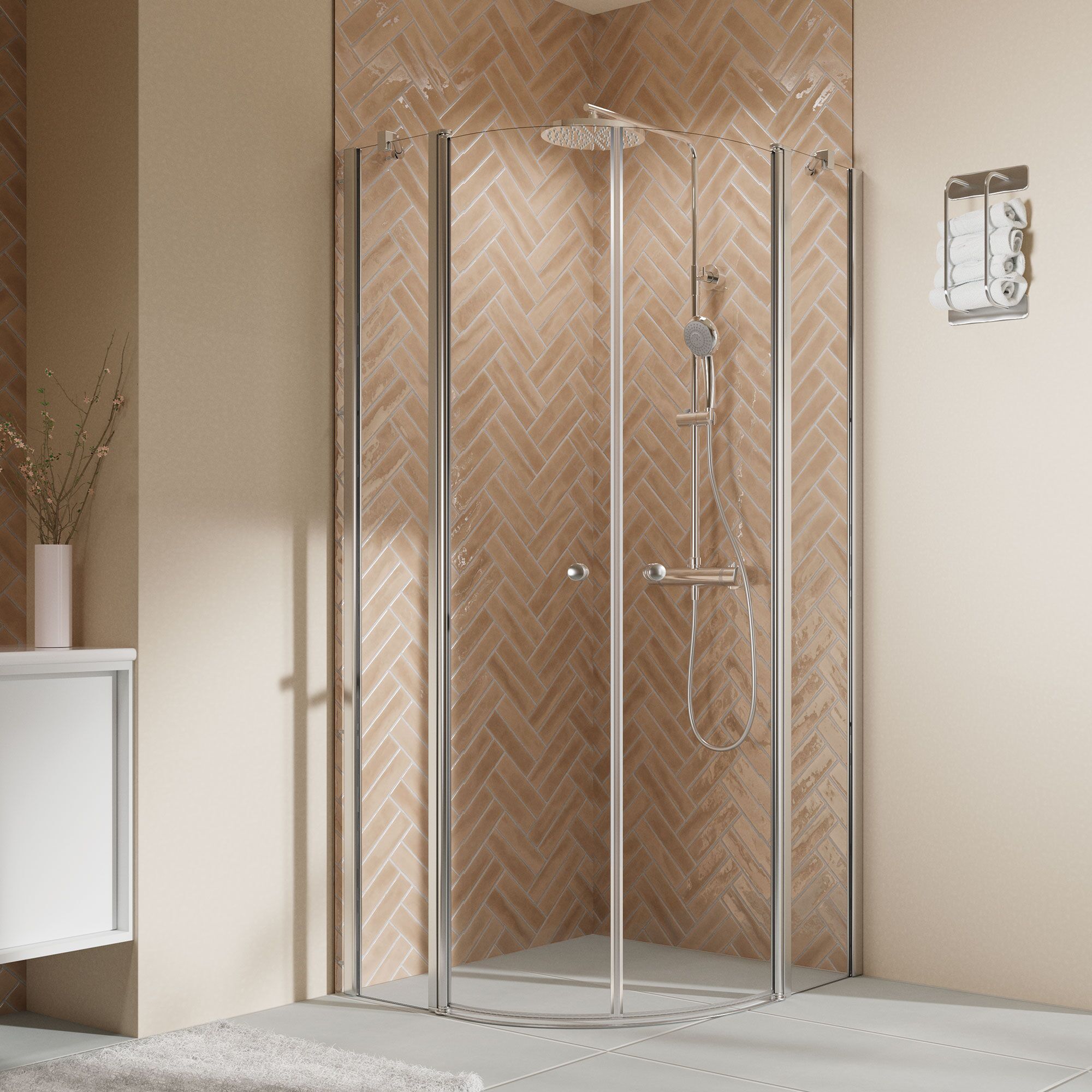 Duschkabine mit Eckeinstieg