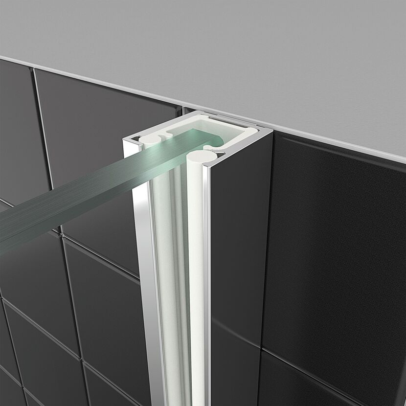Duschabtrennung, Detail Glasbefestigung