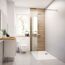 Modernes Badezimmer mit ebenerdiger Dusche.