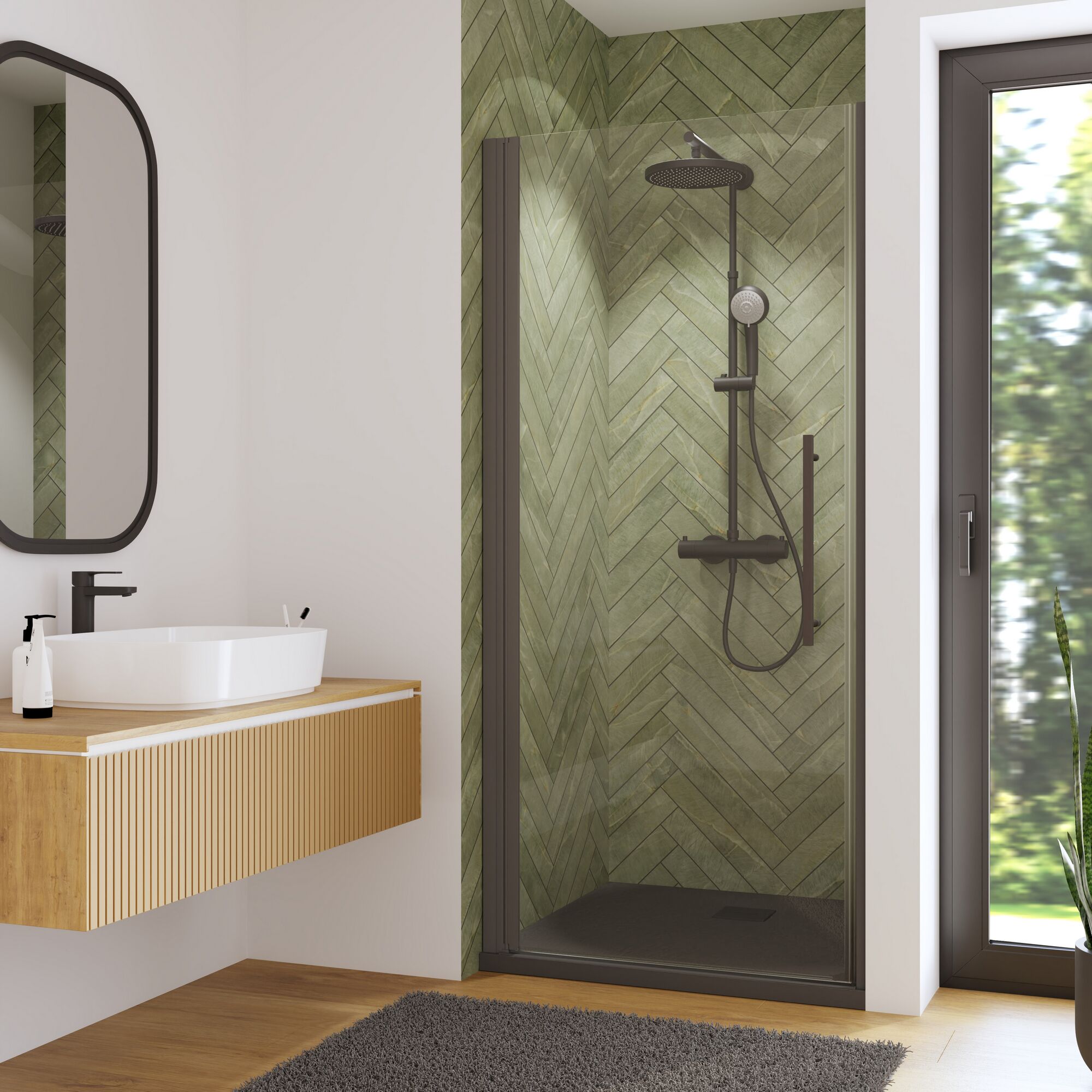 Moderne Dusche mit Regendusche