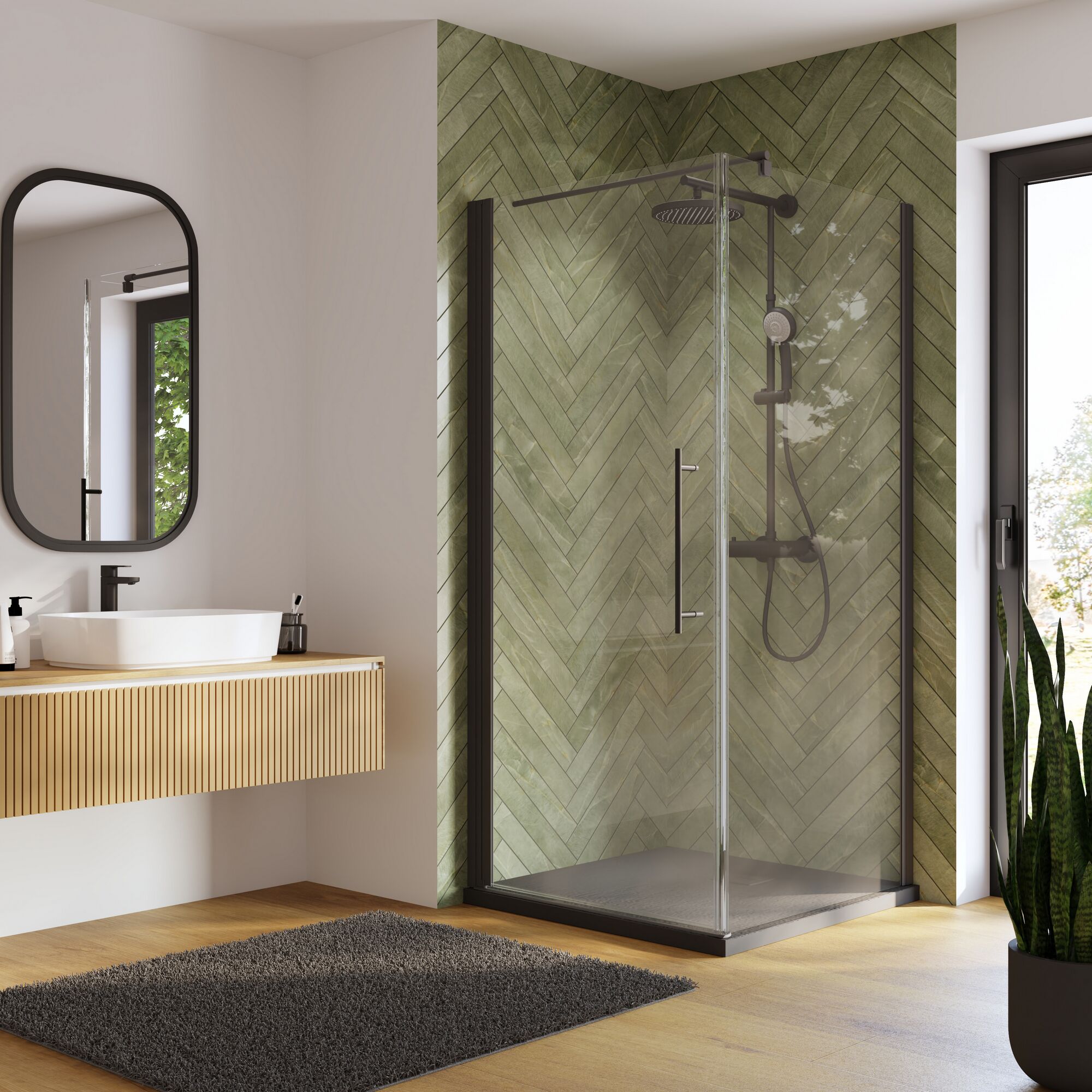 Moderne Dusche mit Regendusche