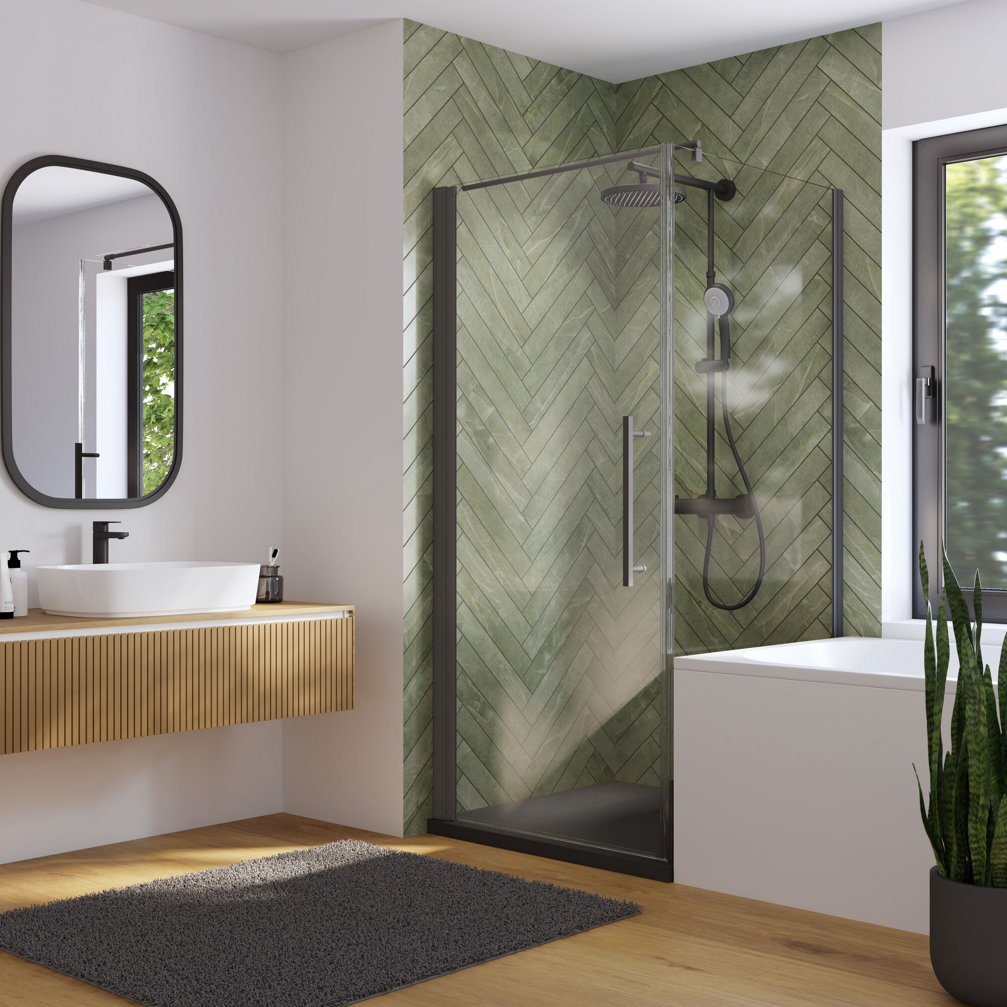 Moderne Dusche mit Regendusche