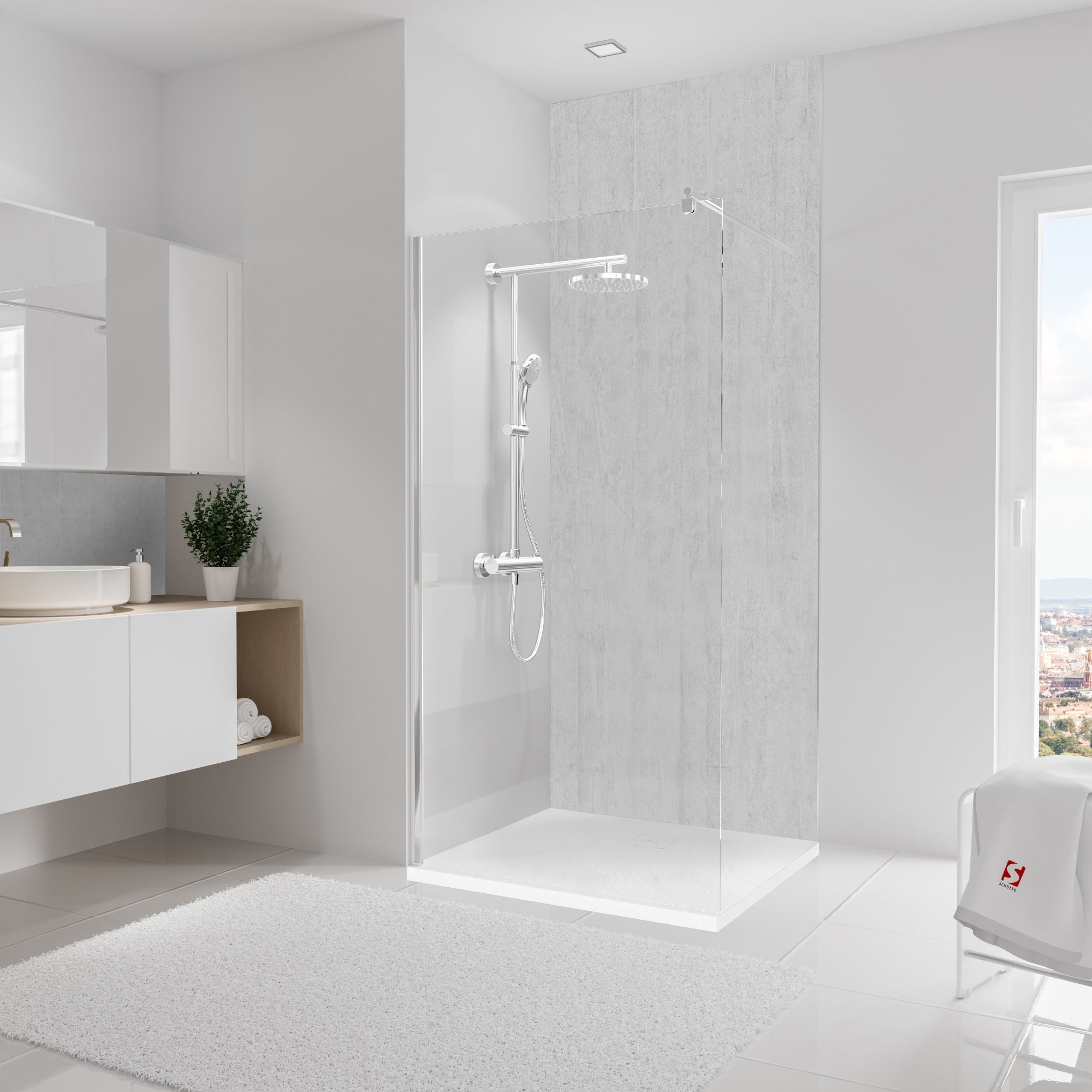 Begehbare Dusche mit Regendusche