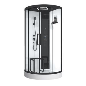 Komplettdusche 'Relax' mit Dampffunktion 1/4-Kreis schwarz 95 x 95 x 218 cm
