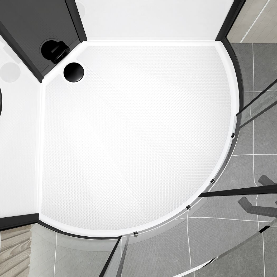 Komplettdusche 'Relax' mit Dampffunktion 1/4-Kreis schwarz 95 x 95 x 218 cm