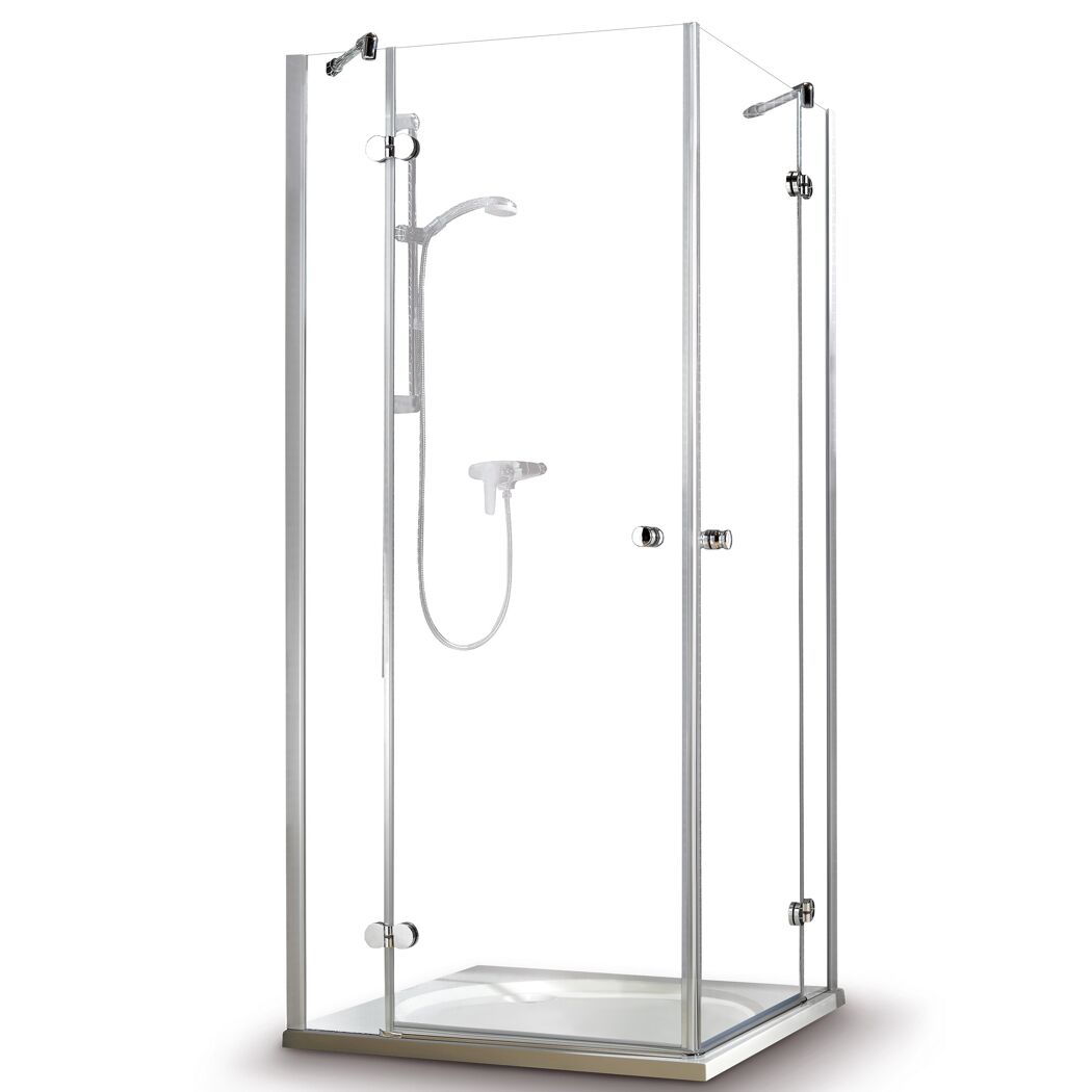Eckdusche 'Winga' mit Drehtür 90 x 90 cm chrom