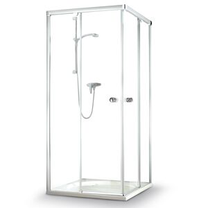 Eckdusche 'Beta' mit Schiebetür, Antikalkbeschichtung 90 x 90 cm titan