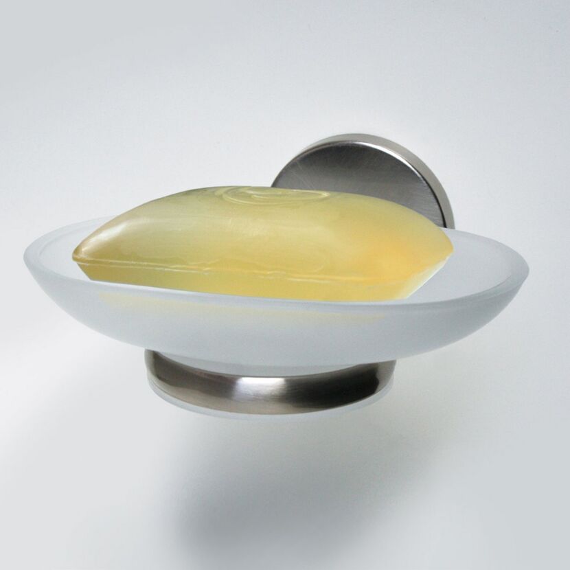 Seifenschale aus Milchglas mit Seife