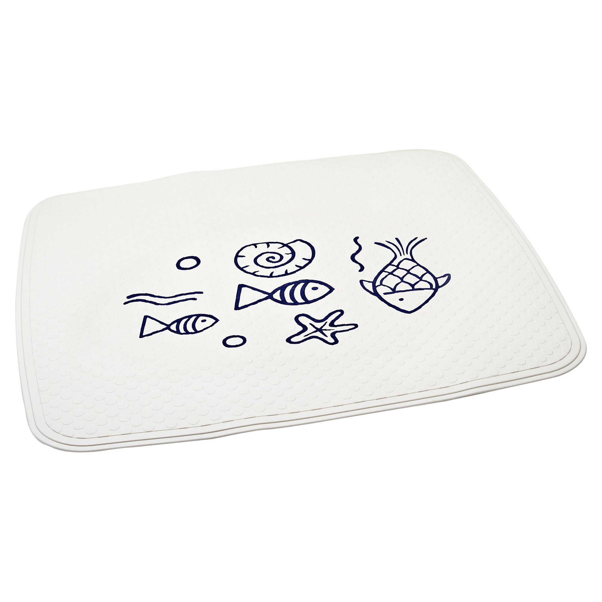 Weiße Duscheinlage Neptun mit maritimen Motiven