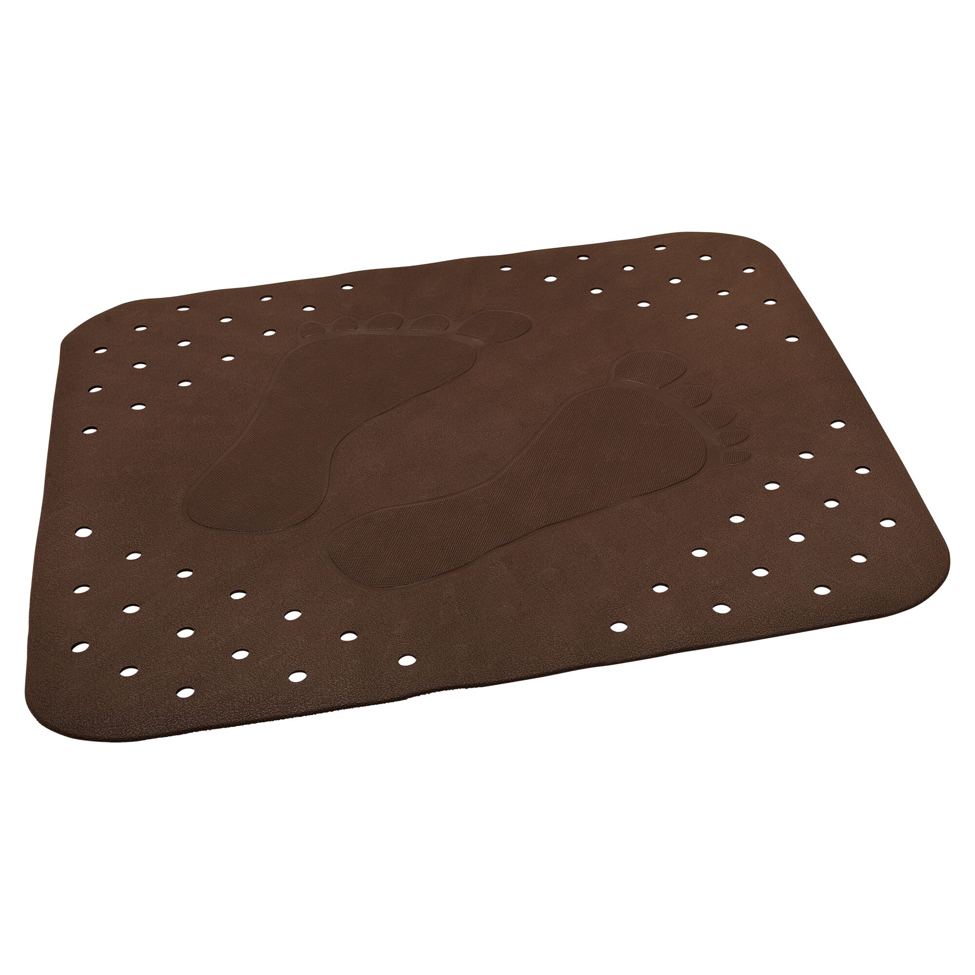 Braune Duscheinlage mit Fußabdrücken