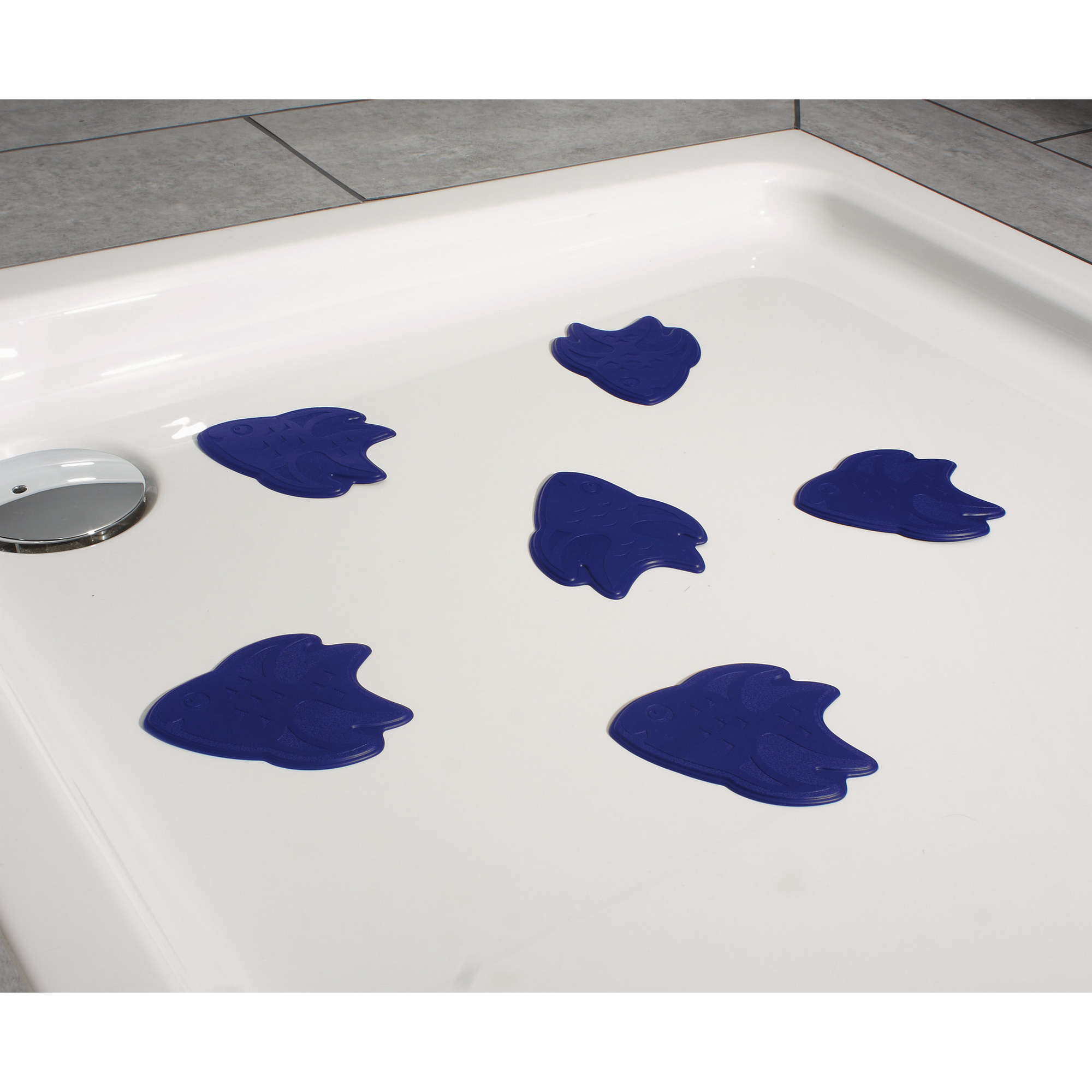 Mini-Duscheinlage 'Fische' XXS ultramarinblau 13 x 11 cm 6 Stück + product picture