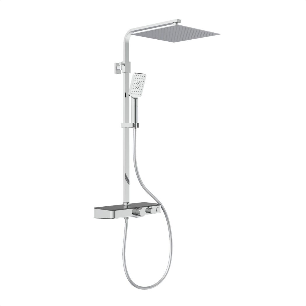 Überkopfbrause-Set 'Ocean' mit integrierter Thermostat-Duscharmatur chrom, anthrazit