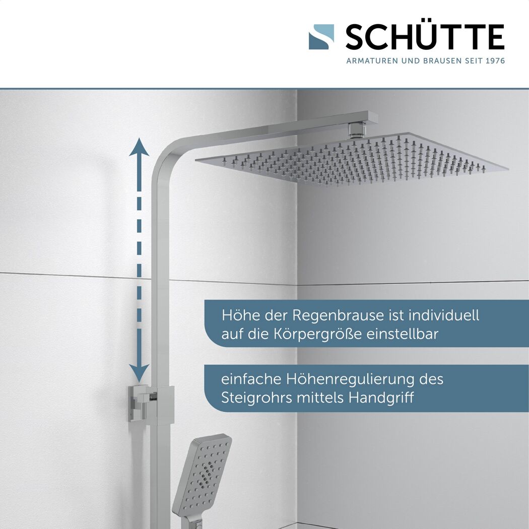 Überkopfbrause-Set 'Ocean' mit integrierter Thermostat-Duscharmatur chrom, anthrazit