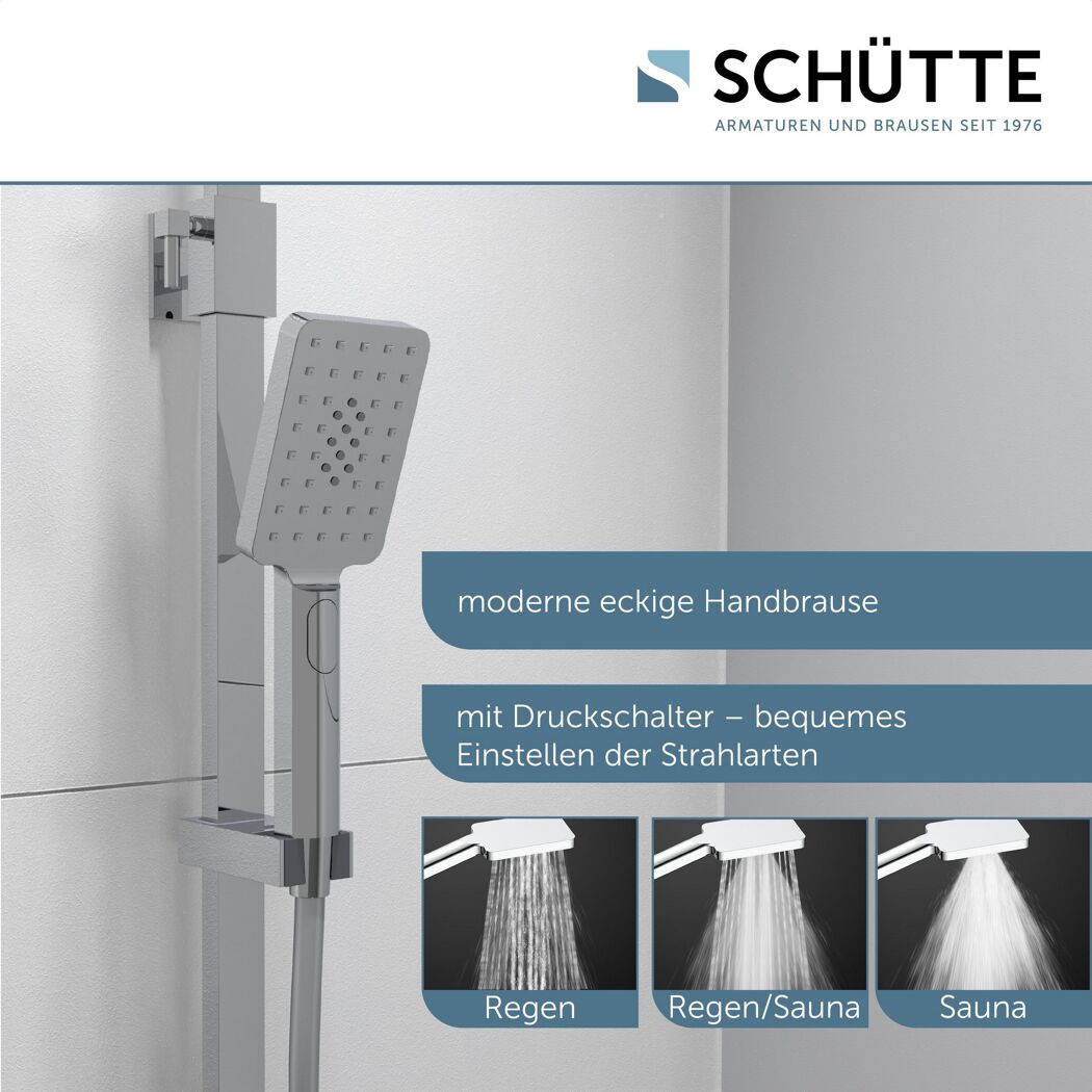 Überkopfbrause-Set 'Ocean' mit integrierter Thermostat-Duscharmatur chrom, anthrazit